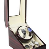 Cutie intors ceasuri automatice iUni, Watch Winder 2 + 3 spatii depozitare Mahon-Crem